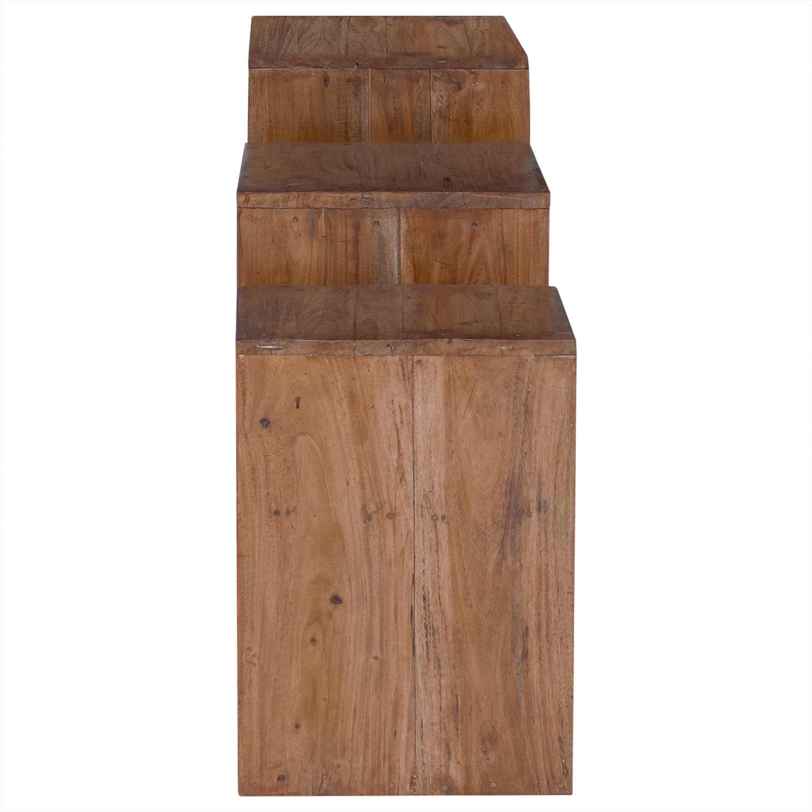Accentbord med hylde med opbevaring 3 pcs Brun Massiv Mahogni