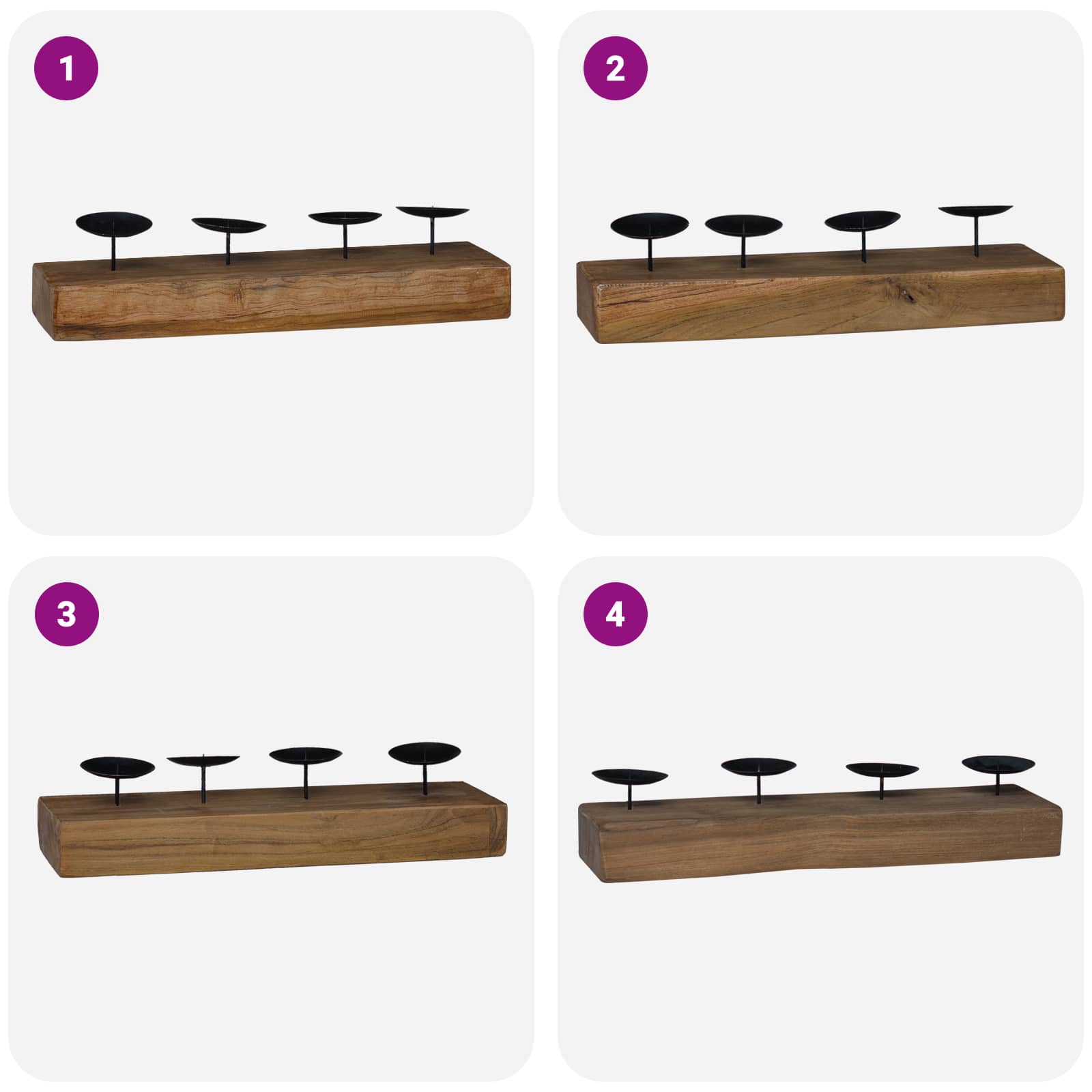 Lysestage Naturfarvet 50 x 15 x 10 cm Massivt teaktræ