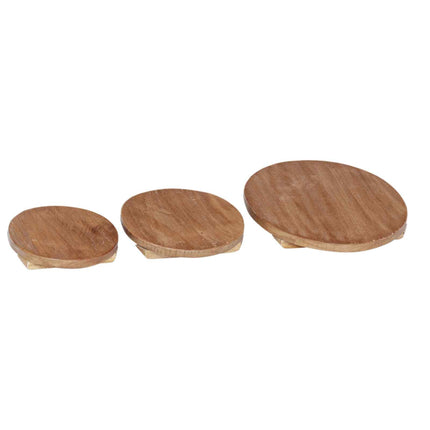 Plante Stool 3 stk. Naturfarvet 29 x 29 x 3,5 cm Mahogni Træ