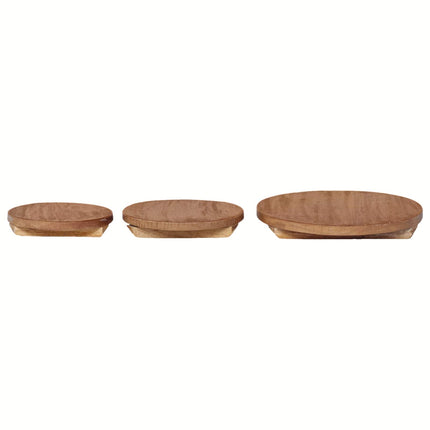 Plante Stool 3 stk. Naturfarvet 29 x 29 x 3,5 cm Mahogni Træ