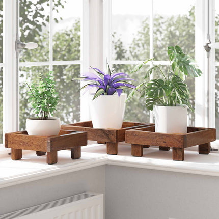 Planteholder 3 pcs Brun Mahogni Træ