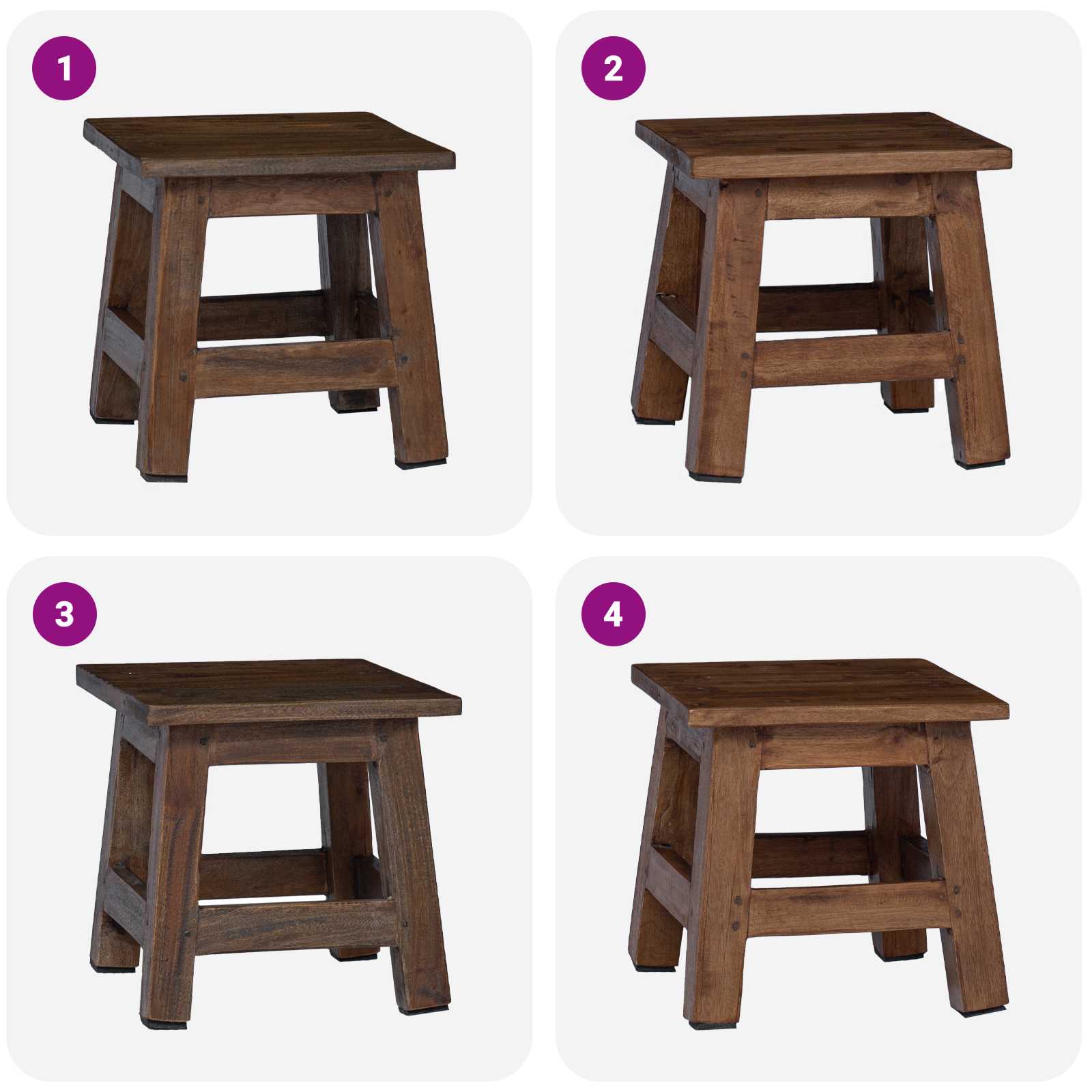 Taburet Naturfarvet 26 x 26 x 26 cm Mahogni Træ