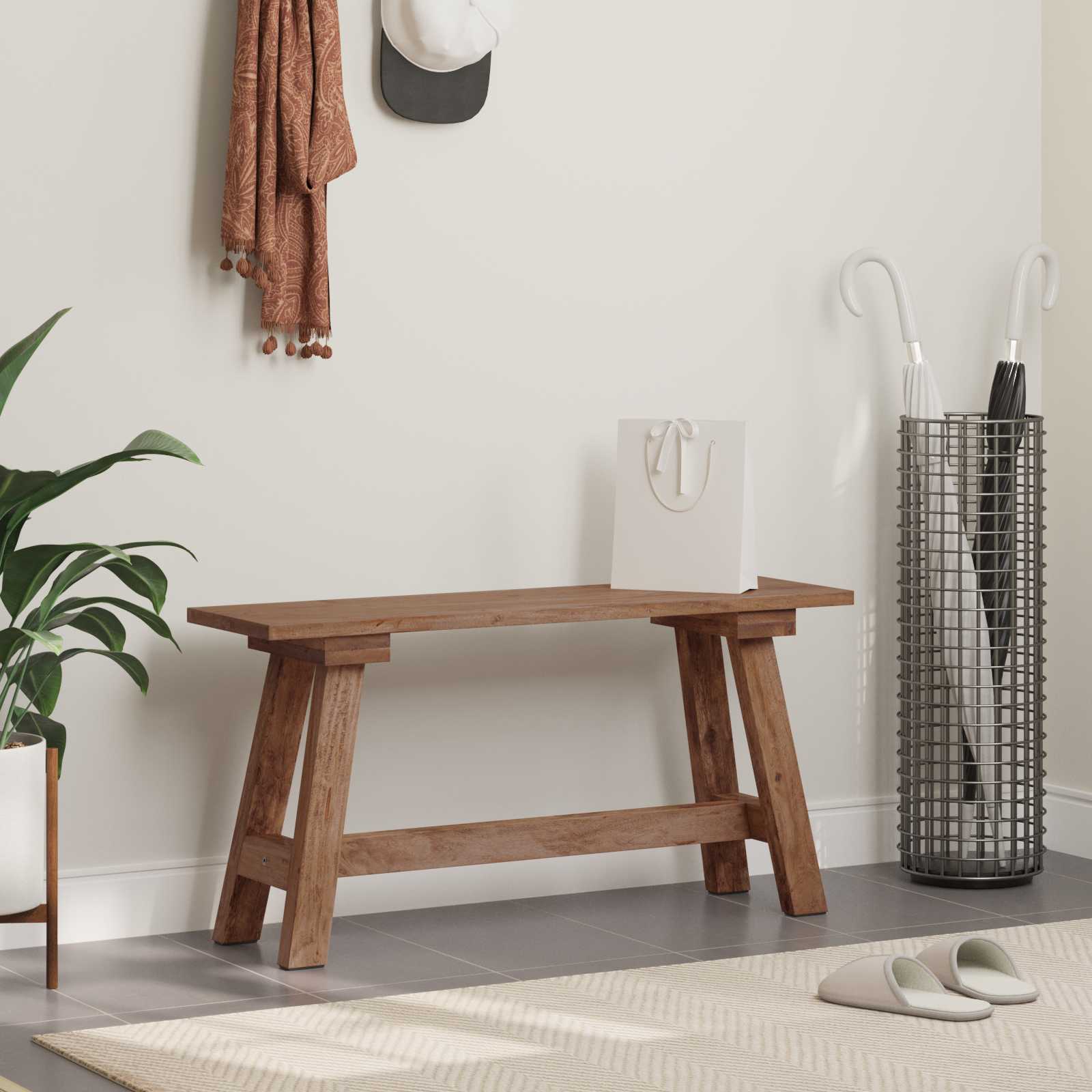 bænk Naturfarvet 92 x 23,5 x 45,5 cm Massivt mahognitræ