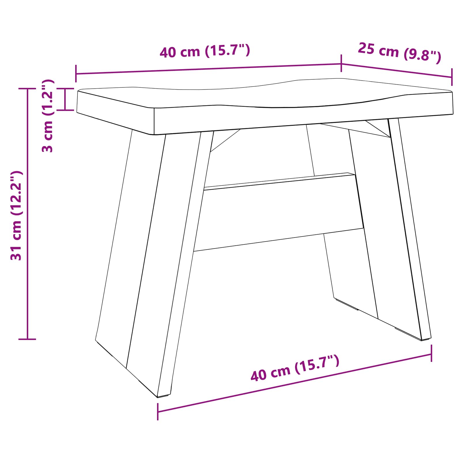 Taburet Naturfarvet 40 x 25 x 31 cm Mahogni Træ
