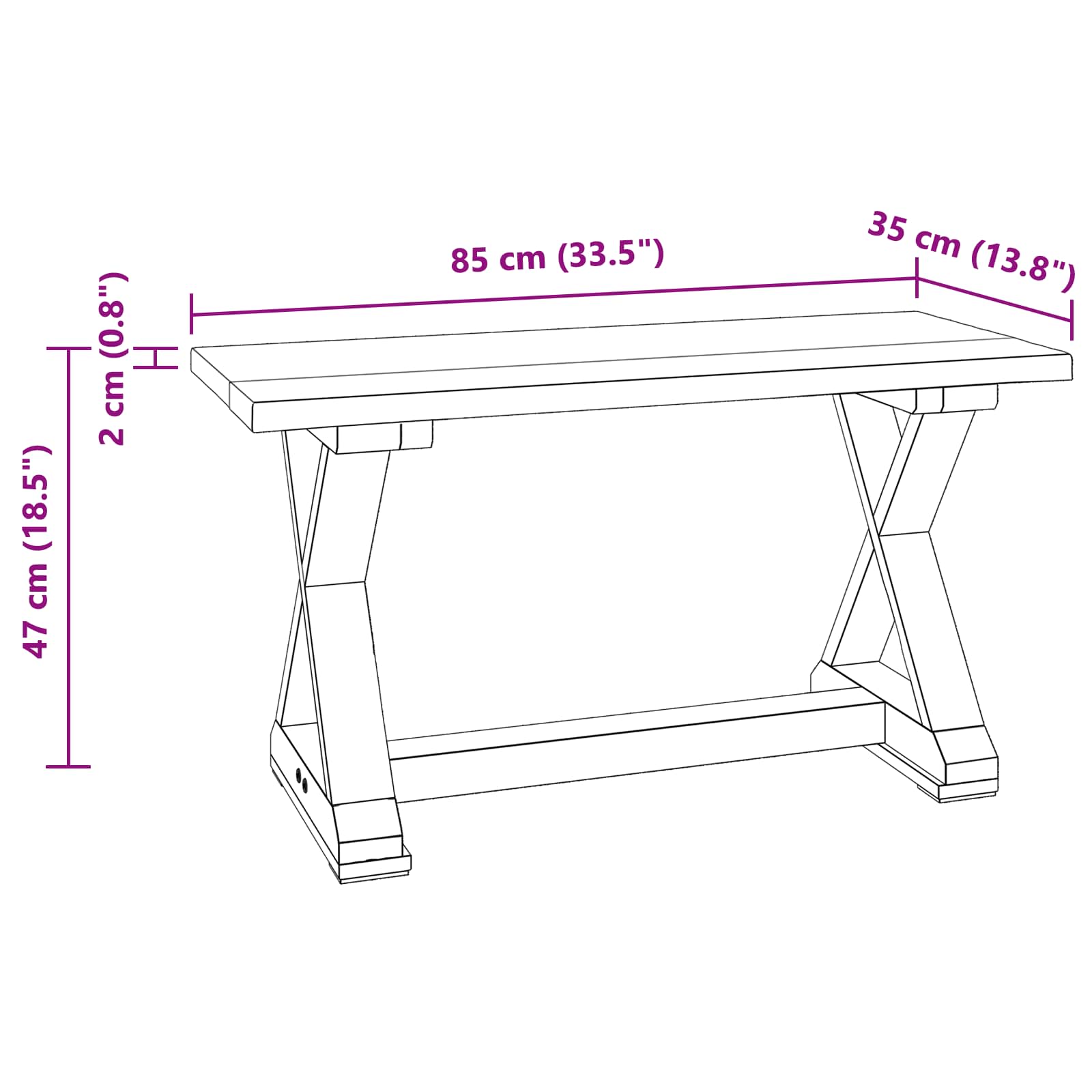 bænk Naturfarvet 85 x 35 x 46 cm Massivt genbrugstræ