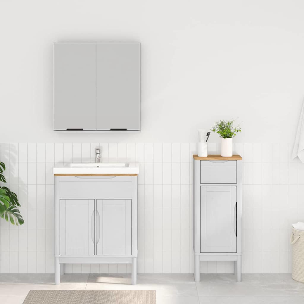 Badeværelsesmøbel sæt med dør FLORO 2 pcs Hvid Massivt fyrretræ