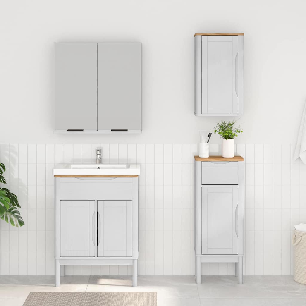 Badeværelsesmøbel sæt med dør FLORO 3 pcs Hvid Massivt fyrretræ