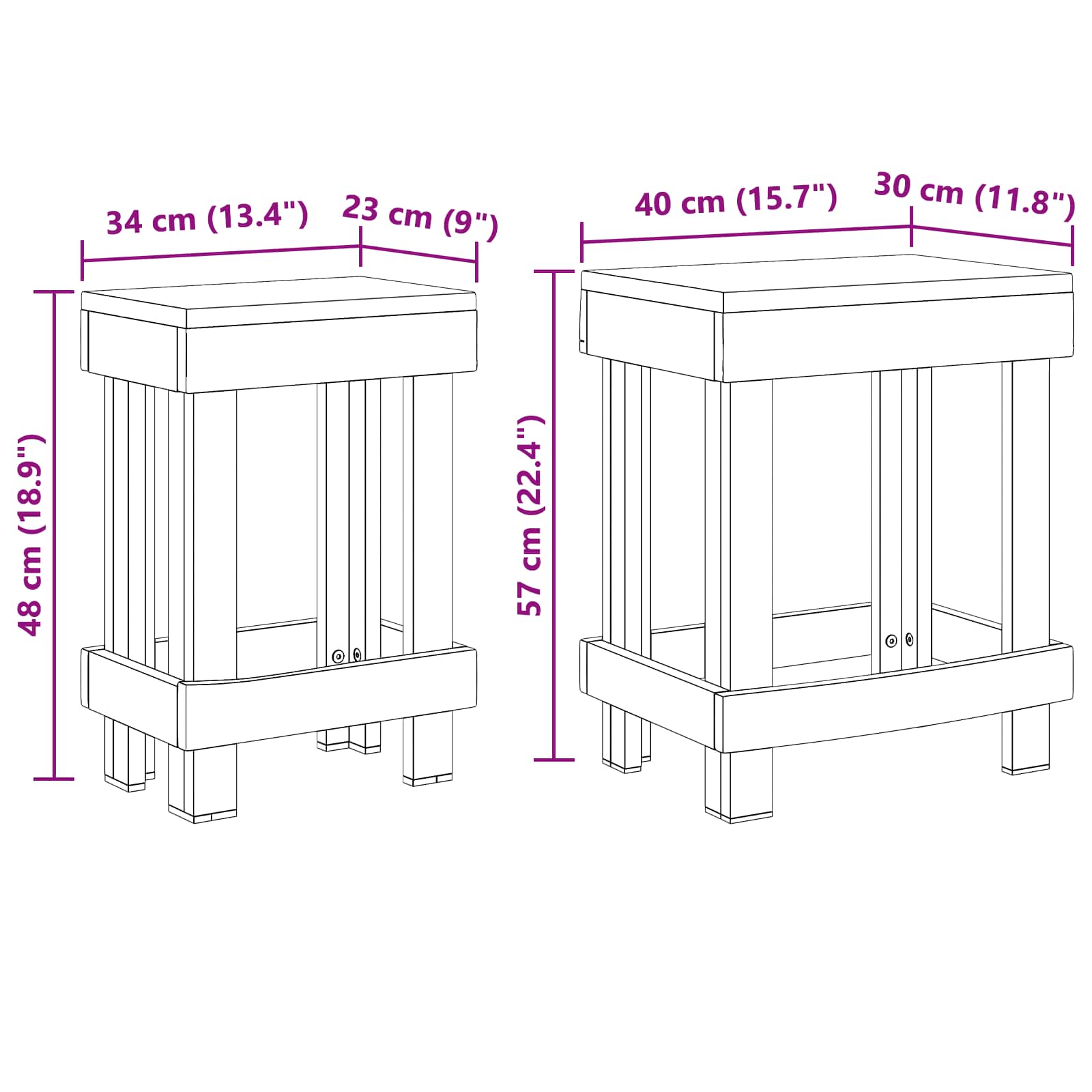 Planteholder 2 pcs Brun 70 x 11 x 27 cm Mahogni Træ
