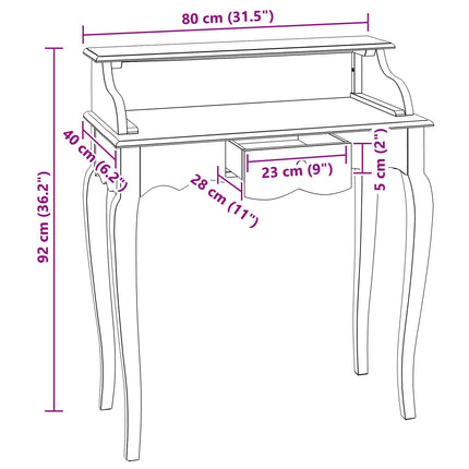 Skrivebord Brun og hvid 80 x 40 x 92 cm Massivt mahognitræ