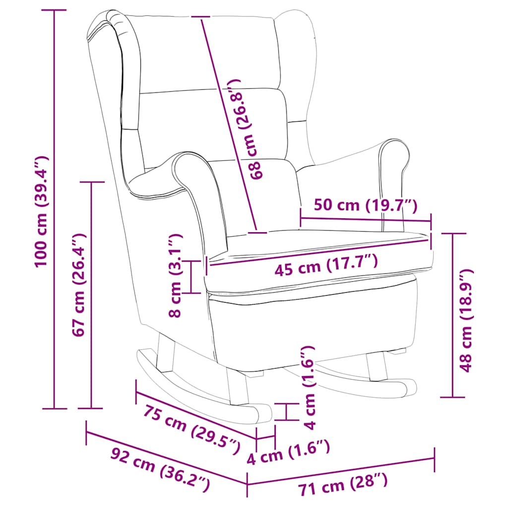 Gyngestol 71 x 92 x 100 cm 100% polyester Krydsfiner