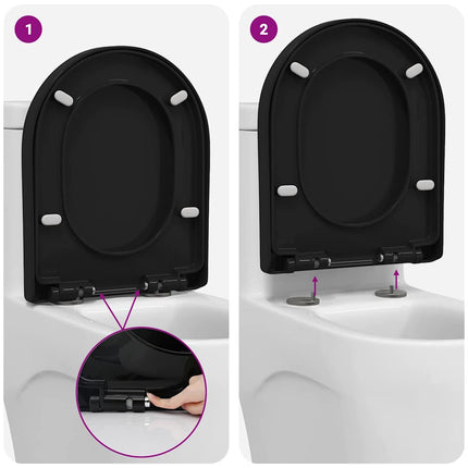 Toilet sæde Indstillelig Sort 48 x 36,5 x 4,5 cm Polypropylen