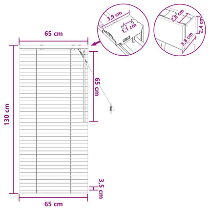 Persienner Hvid 65 x 130 cm 35 mm Massivt Paulownia Træ