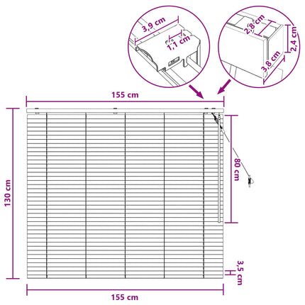 Persienner Hvid 155 x 130 cm 35 mm Massivt Paulownia Træ