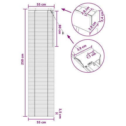 Persienner Hvid 55 x 250 cm 35 mm Massivt Paulownia Træ