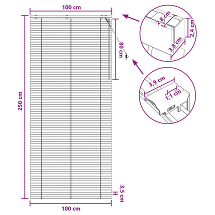 Persienner Hvid 100 x 250 cm 35 mm Massivt Paulownia Træ