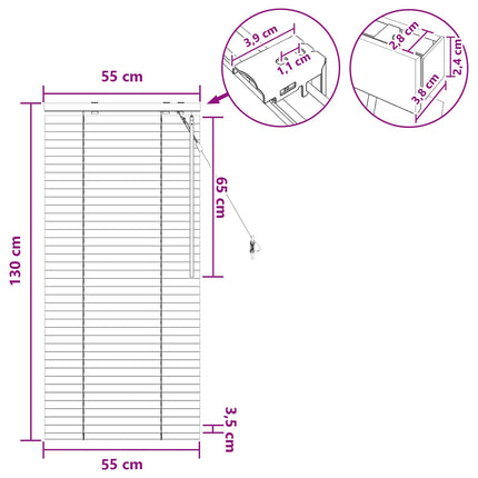Persienner Sort 55 x 130 cm 35 mm Massivt Paulownia Træ
