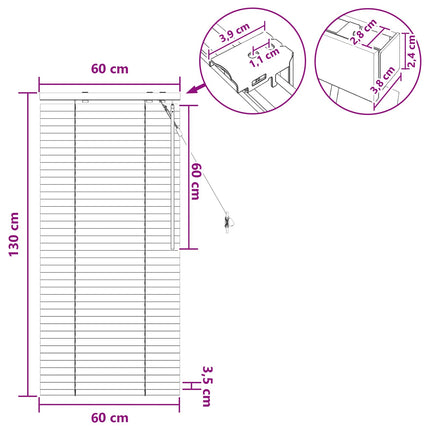 Persienner Sort 60 x 130 cm 35 mm Massivt Paulownia Træ