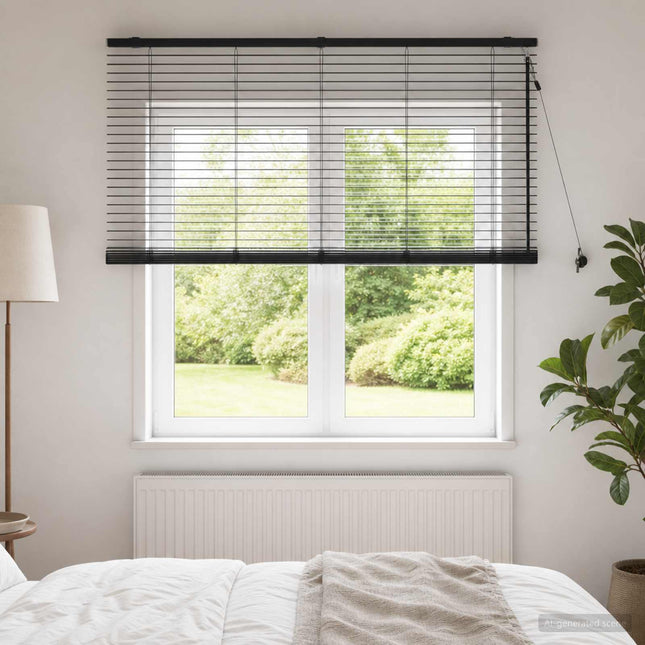 Persienner Sort 140 x 130 cm 35 mm Massivt Paulownia Træ
