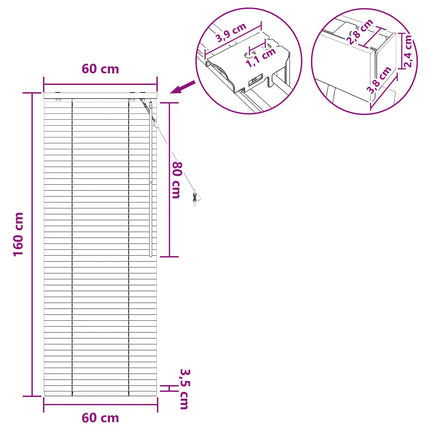 Persienner Sort 60 x 160 cm 35 mm Massivt Paulownia Træ