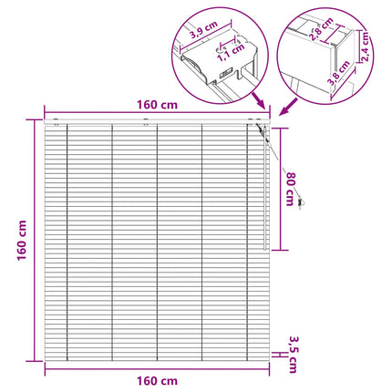 Persienner Sort 160 x 160 cm 35 mm Massivt Paulownia Træ
