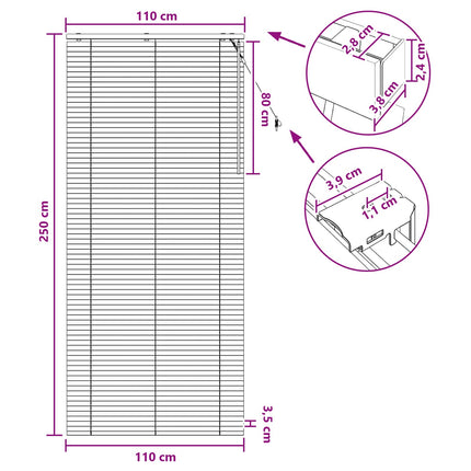 Persienner Sort 110 x 250 cm 35 mm Massivt Paulownia Træ