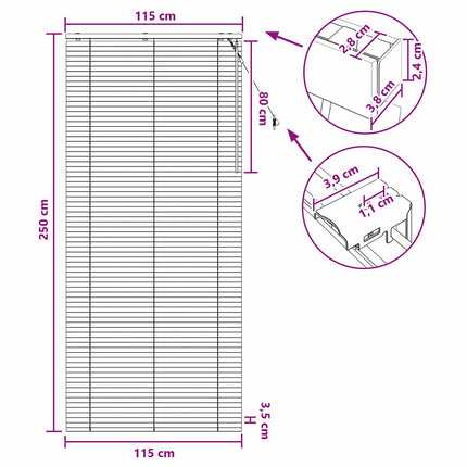 Persienner Mørk Brun 115 x 250 cm 35 mm Massivt Paulownia Træ