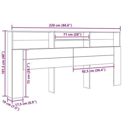 Hovedgærde Skab Gammelt træ 220 x 19 x 101,5 cm Konstrueret træ