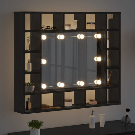 Spejlskab Sort eg 91 x 15 x 76,5 cm Konstrueret træ