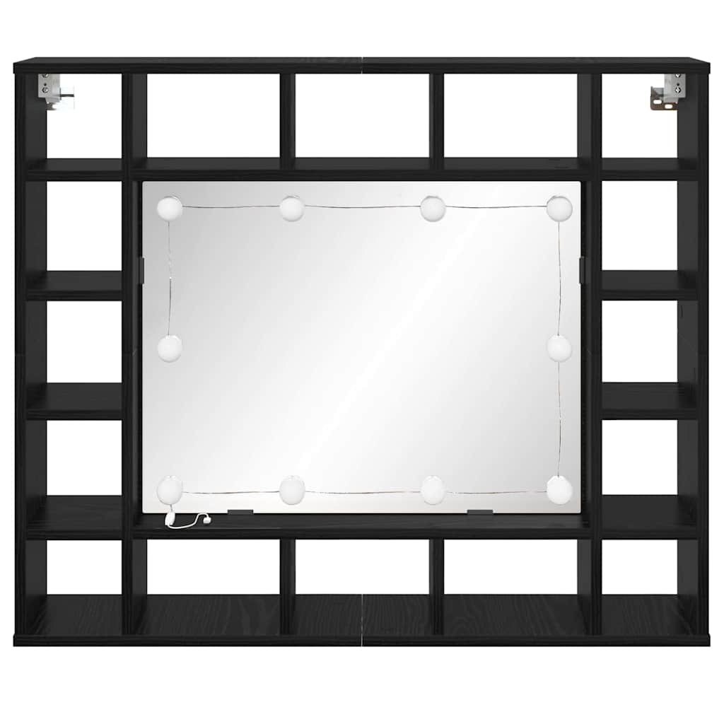 Spejlskab med hylde Sort eg 91 x 15 x 76,5 cm Konstrueret træ