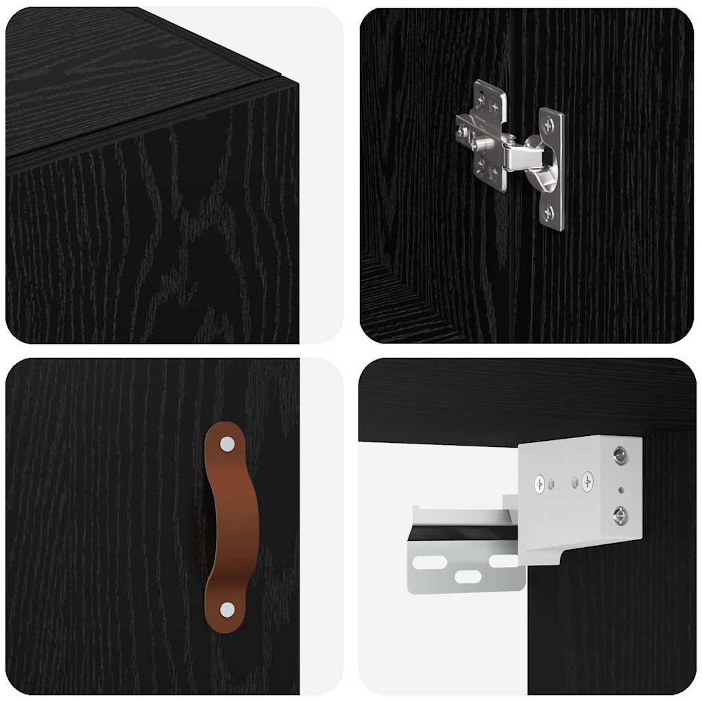 Vægskab Vægmonteret Sort eg 69,5 x 34 x 90 cm Konstrueret træ