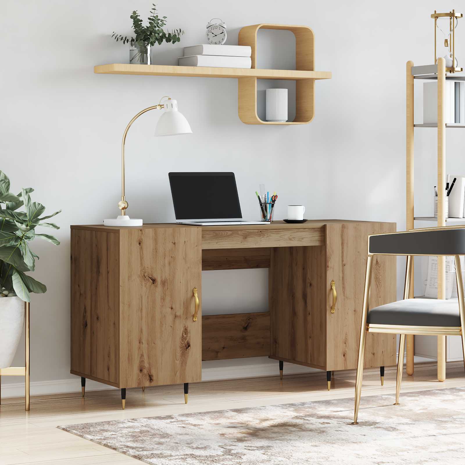 Bord med hylde artisan eg 140 x 50 x 75 cm Konstrueret træ