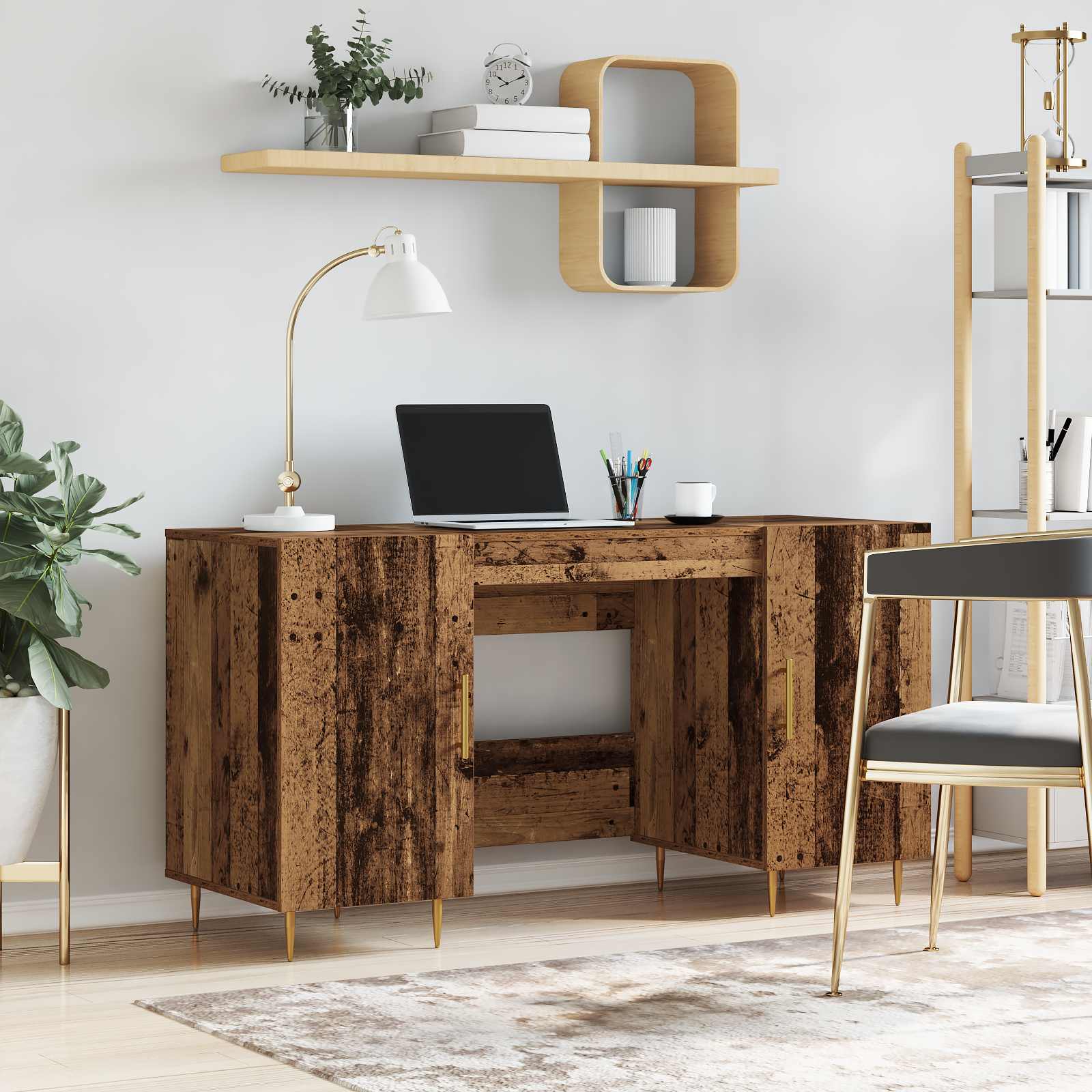 Bord med hylde Gammelt træ 140 x 50 x 75 cm Konstrueret træ