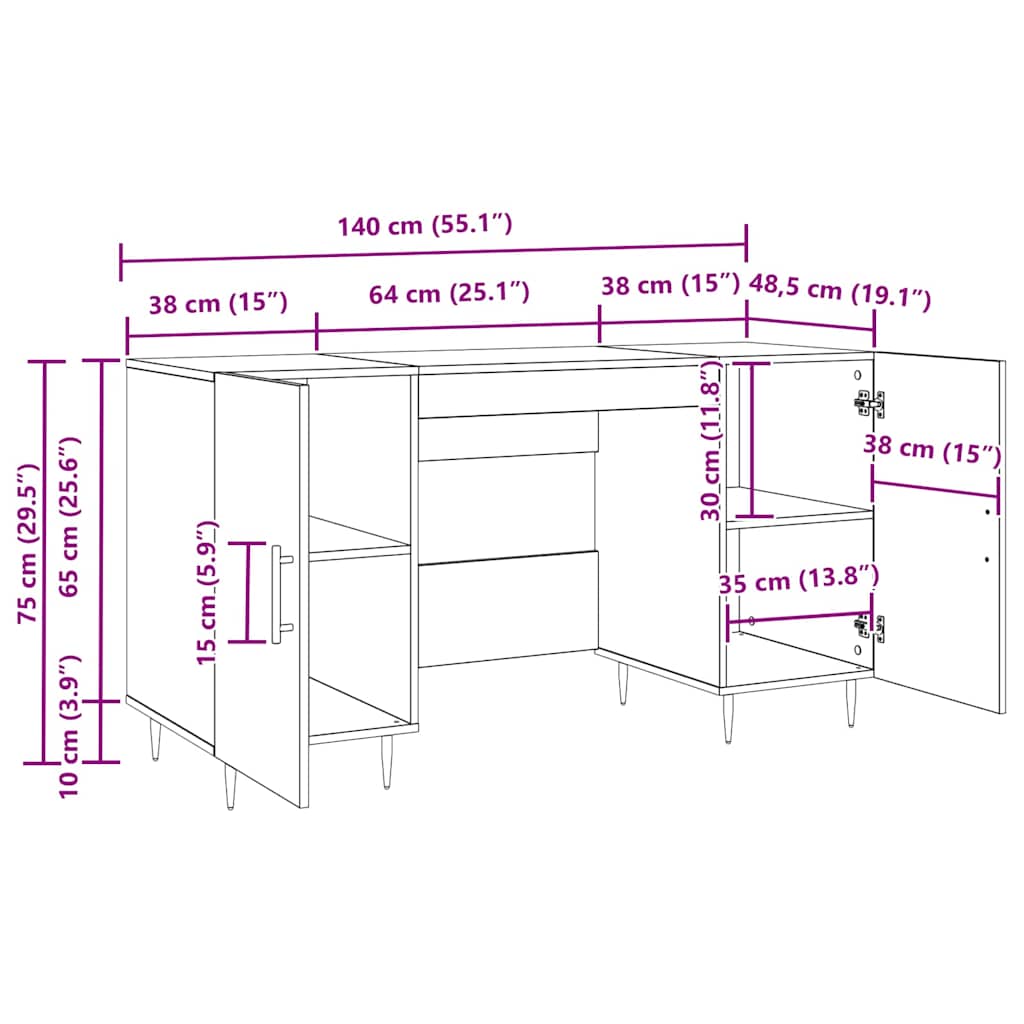 Bord med hylde Gammelt træ 140 x 50 x 75 cm Konstrueret træ
