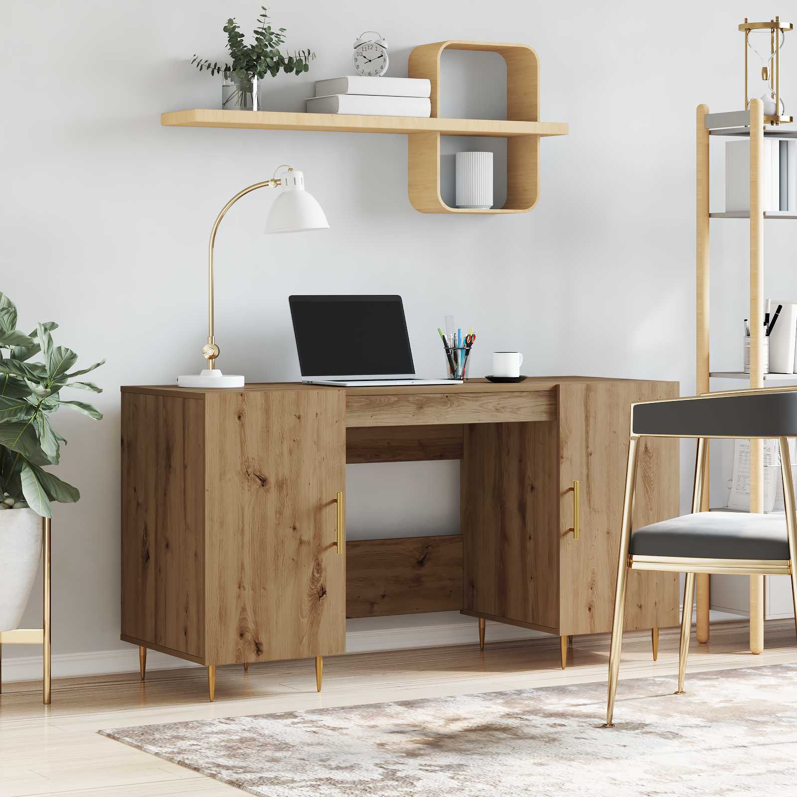 Bord med hylde artisan eg 140 x 50 x 75 cm Konstrueret træ