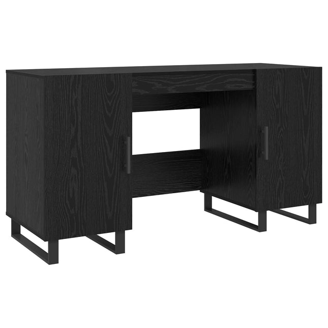 Bord med hylde med dør Sort eg 140 x 50 x 75 cm Konstrueret træ