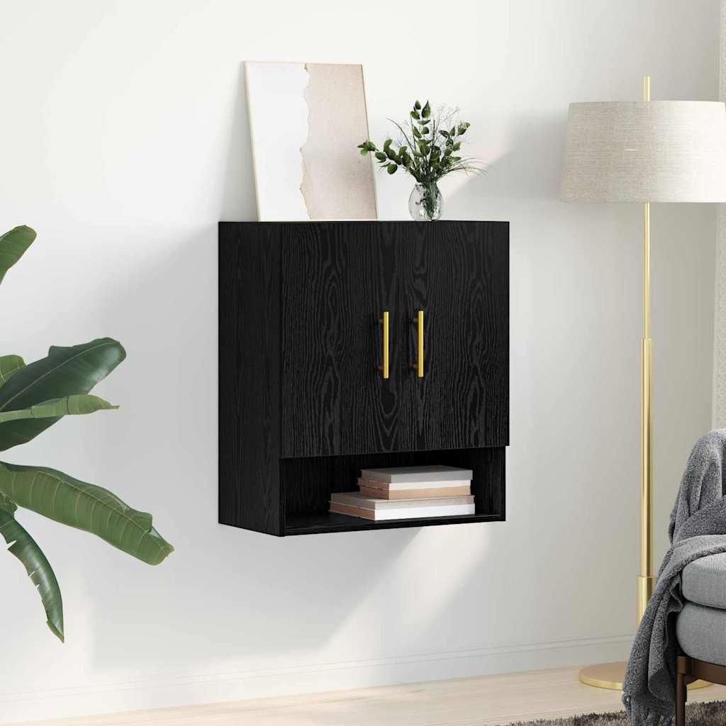 Vægskab Vægmonteret Sort eg 60 x 31 x 70 cm Konstrueret træ