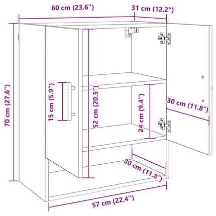 Vægskab 60 x 31 x 70 cm Konstrueret træ Sort eg