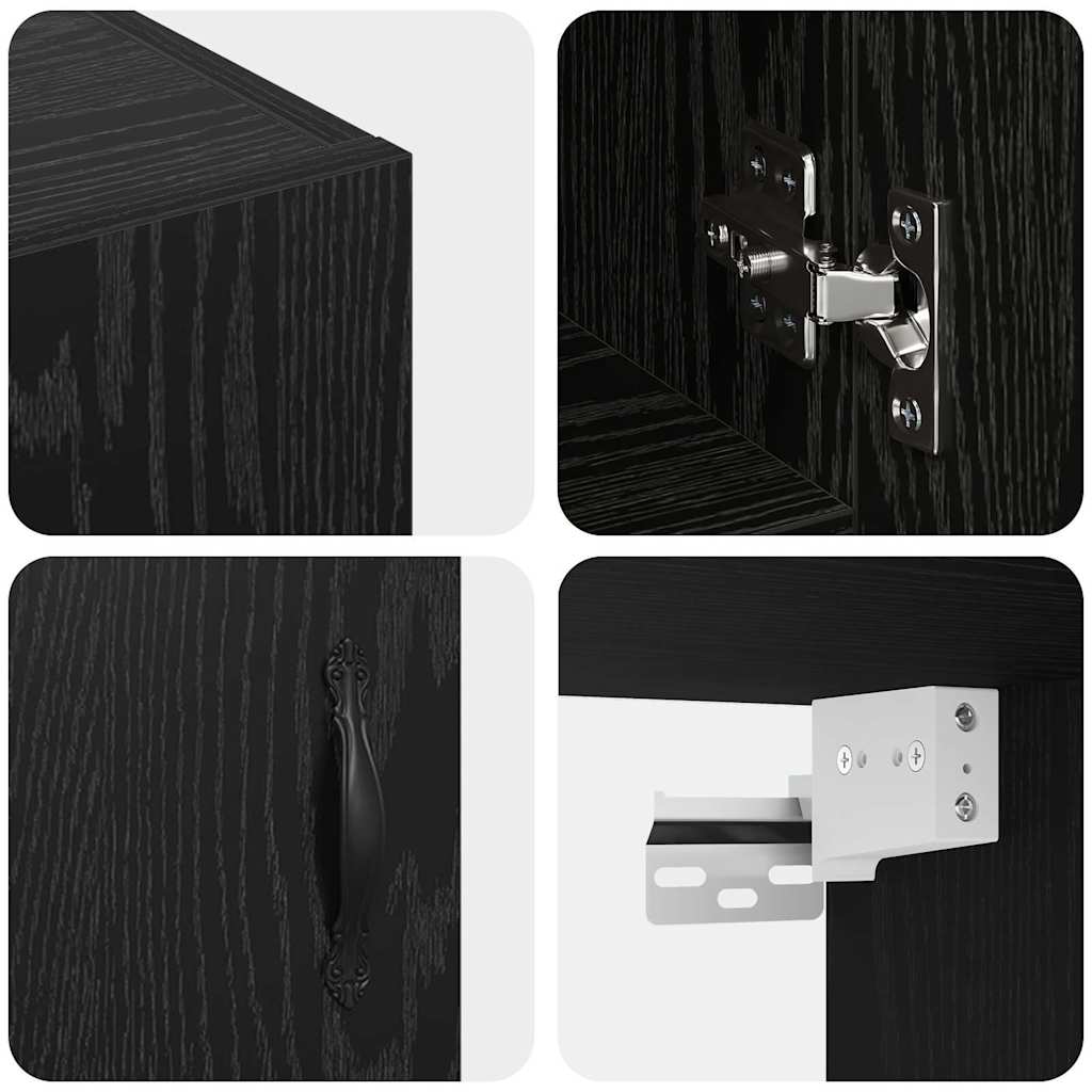 Vægmonteret skab Sort eg 60 x 31 x 70 cm Konstrueret træ