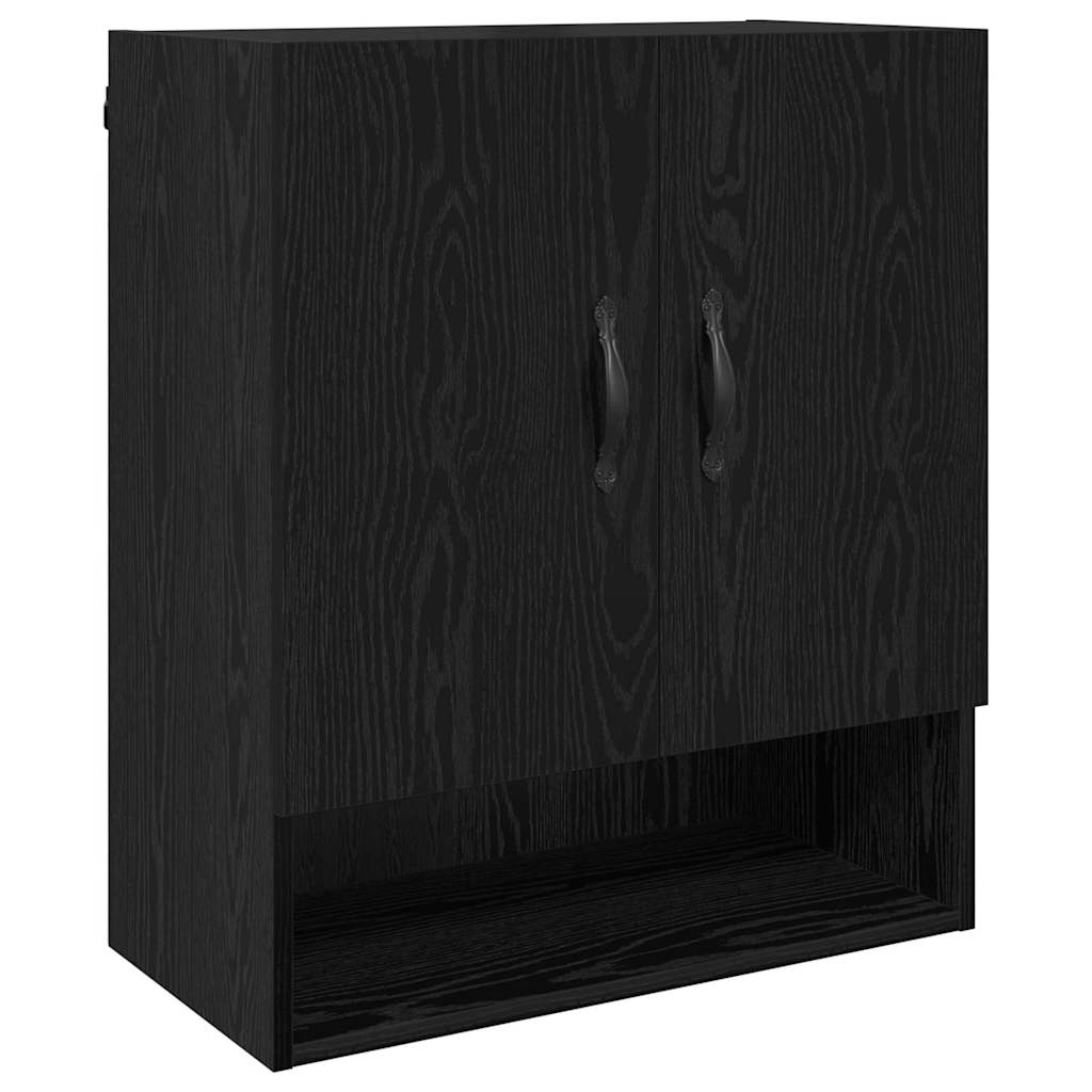 Vægmonteret skab Sort eg 60 x 31 x 70 cm Konstrueret træ