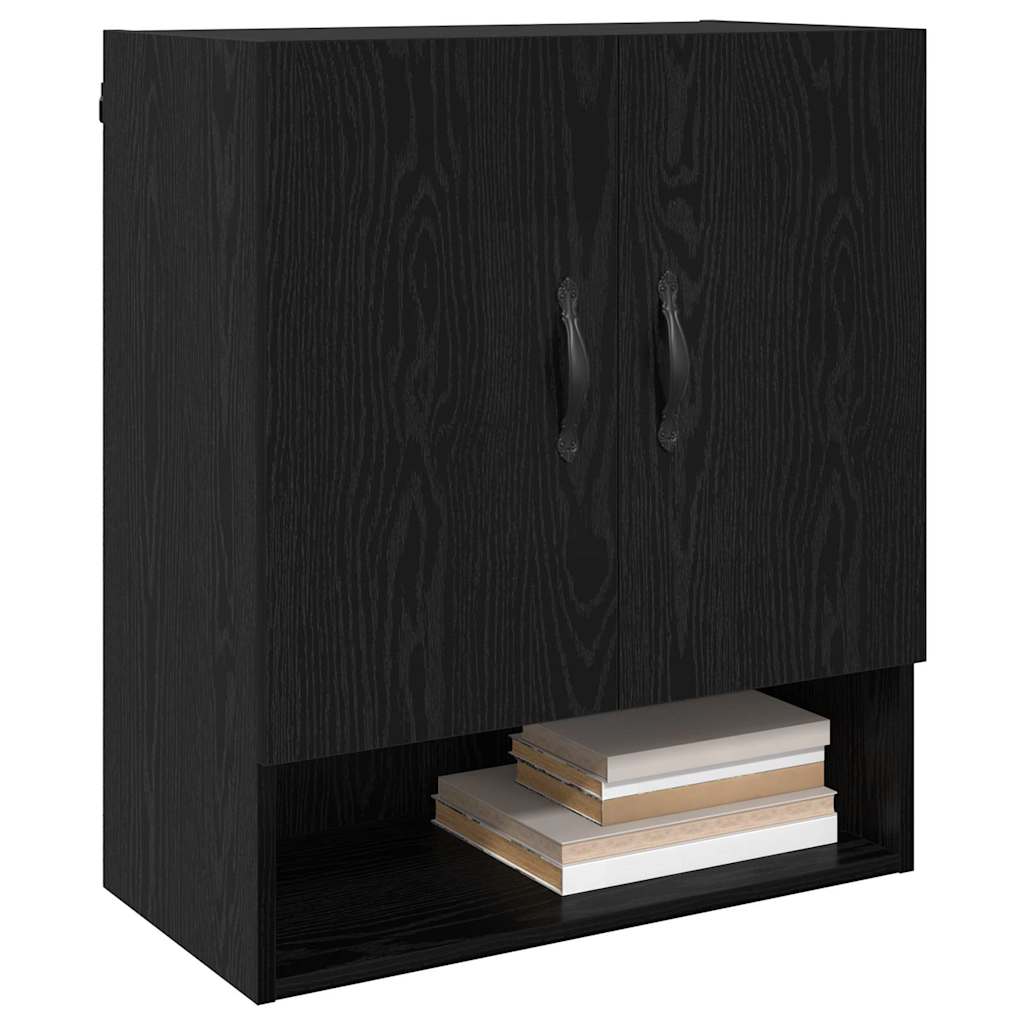 Vægmonteret skab Sort eg 60 x 31 x 70 cm Konstrueret træ