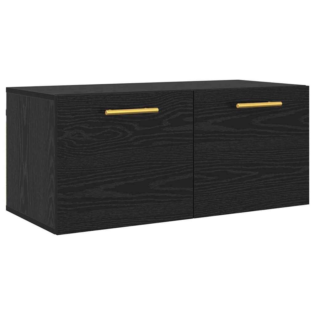 Vægskab Vægmonteret Sort eg 80 x 36.5 x 35 cm Konstrueret træ