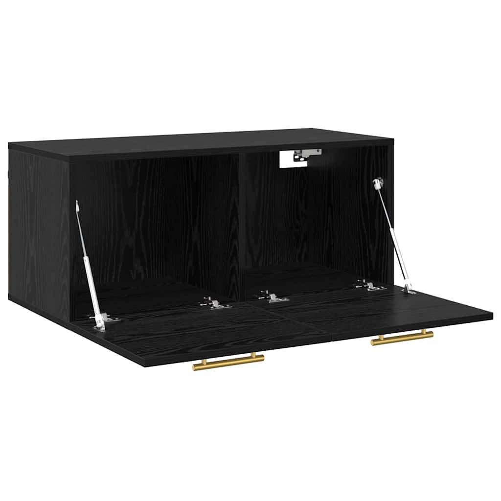 Vægskab Vægmonteret Sort eg 80 x 36.5 x 35 cm Konstrueret træ