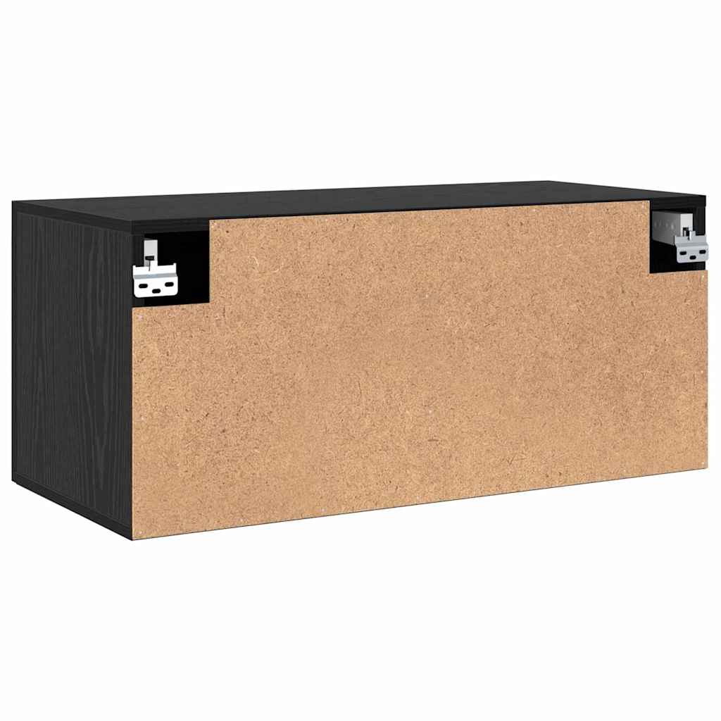 Vægskab Vægmonteret Sort eg 80 x 36.5 x 35 cm Konstrueret træ