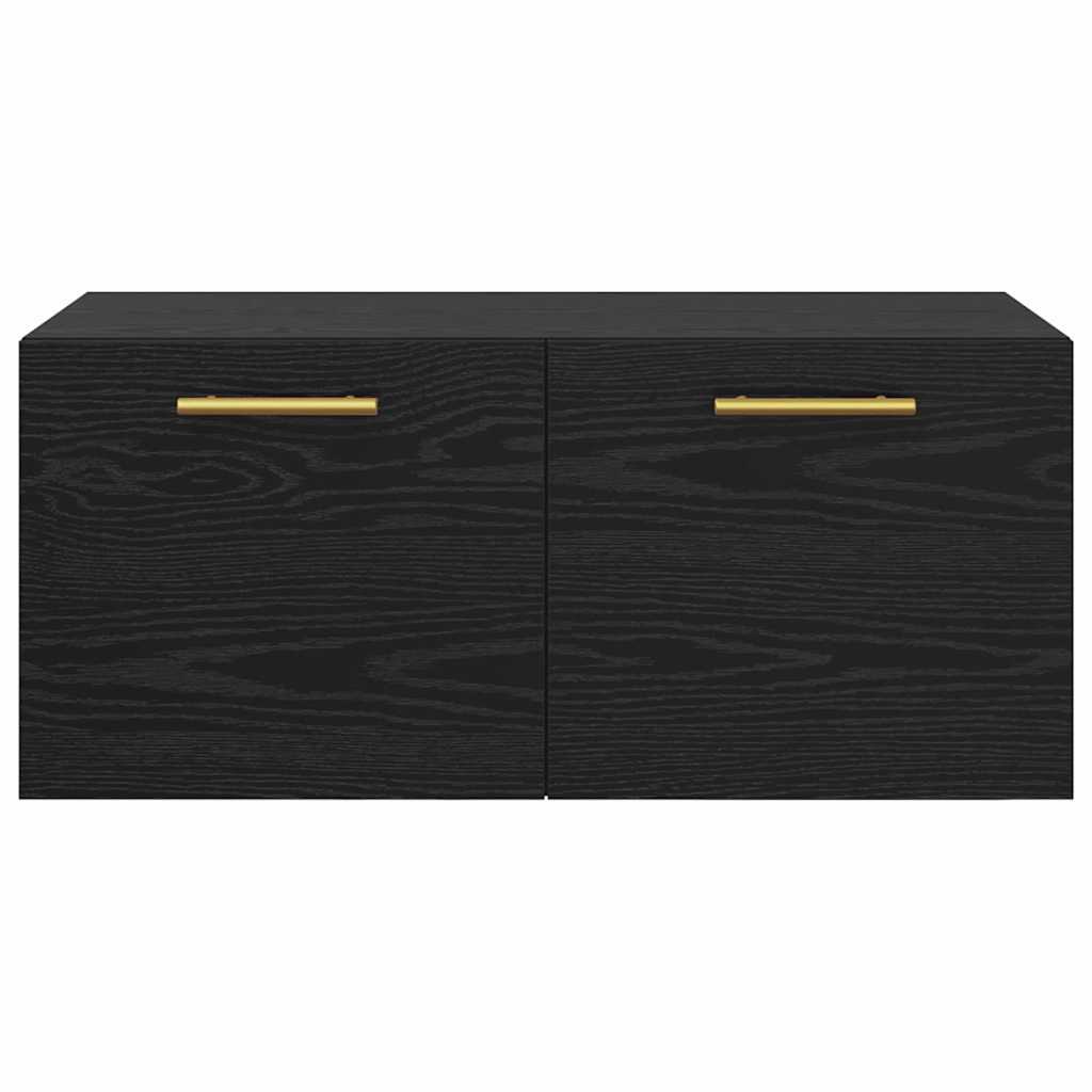 Vægskab Vægmonteret Sort eg 80 x 36.5 x 35 cm Konstrueret træ