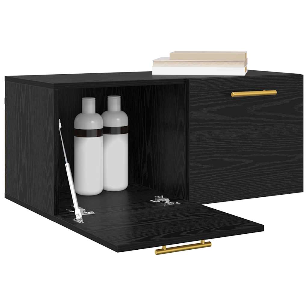 Vægskab Vægmonteret Sort eg 80 x 36.5 x 35 cm Konstrueret træ