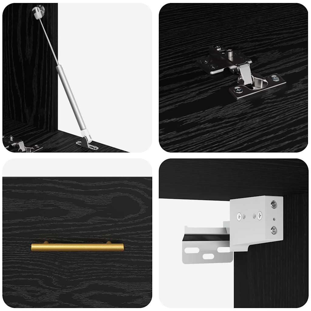 Vægskab Vægmonteret Sort eg 100 x 36.5 x 35 cm Konstrueret træ