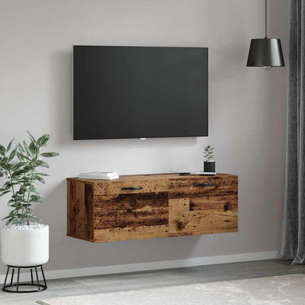 Vægmonteret skab 100 x 36,5 x 35 cm Konstrueret træ Gammelt træ
