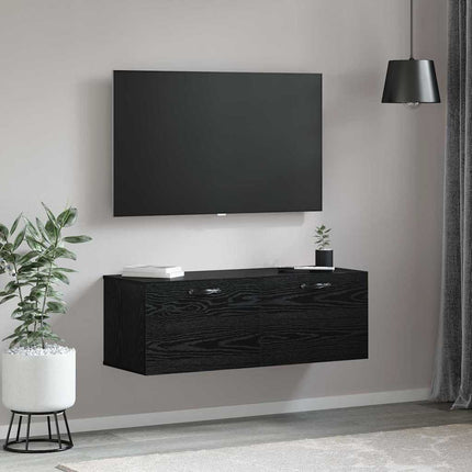 Vægmonteret skab 100 x 36,5 x 35 cm Konstrueret træ Sort eg