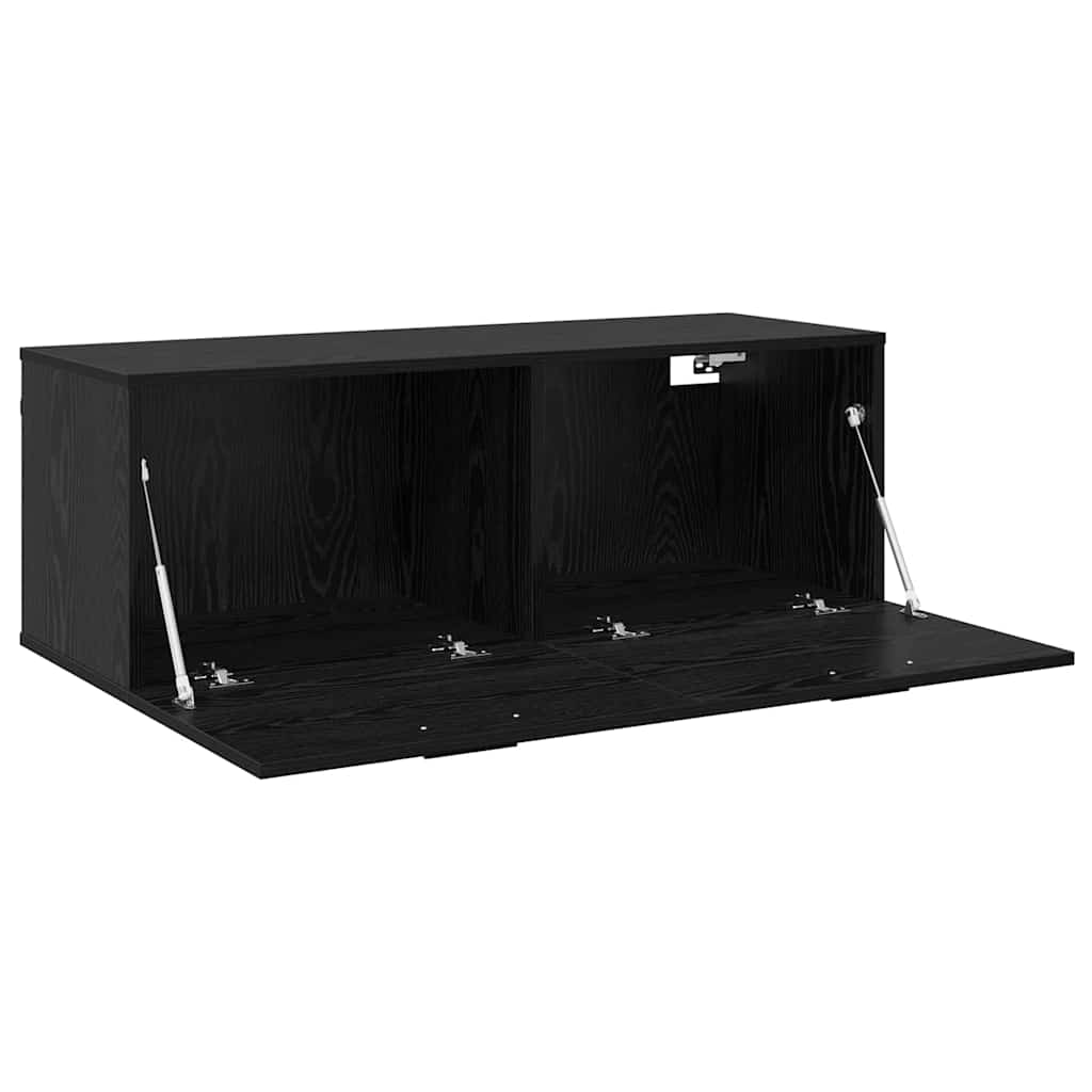 Vægmonteret skab Sort eg 100 x 36,5 x 35 cm Konstrueret træ