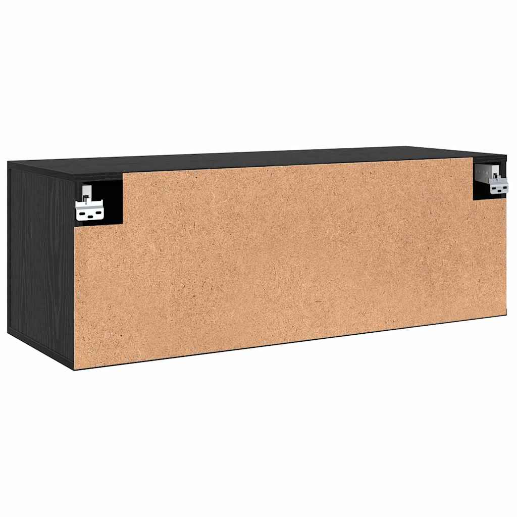 Vægmonteret skab Sort eg 100 x 36,5 x 35 cm Konstrueret træ